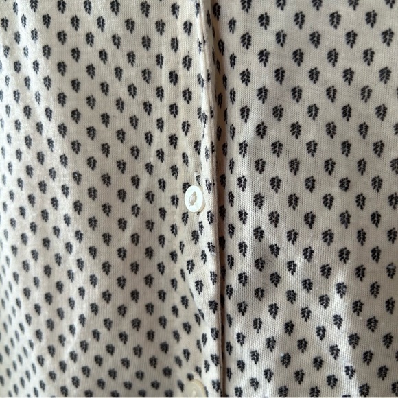 [M] H&M Button Down Creme w/ Mini Black Ferns Printed Sleeveless Tank Top Blouse - Picture 6 of 11